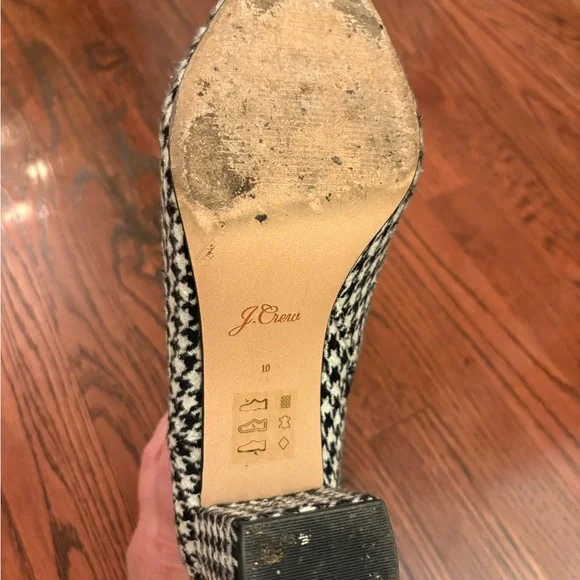 J. Crew Black and White Houndstooth Heeled Boots AB116 - Picture 6 of 8